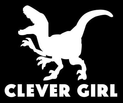 הפצות maz נערות חכמות Velociraptor מדבקות מדבקות ויניל למכוניות, משאיות, טנדרים, מחשבים ניידים וכוסות | לבן - 5.5 x 4.6 אינץ